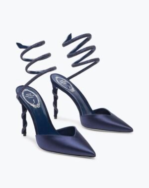 Tacón de punta índigo con tiras